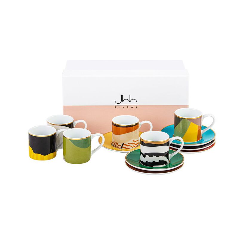 Set of 6 Sarb Espresso Cups and Saucers, large